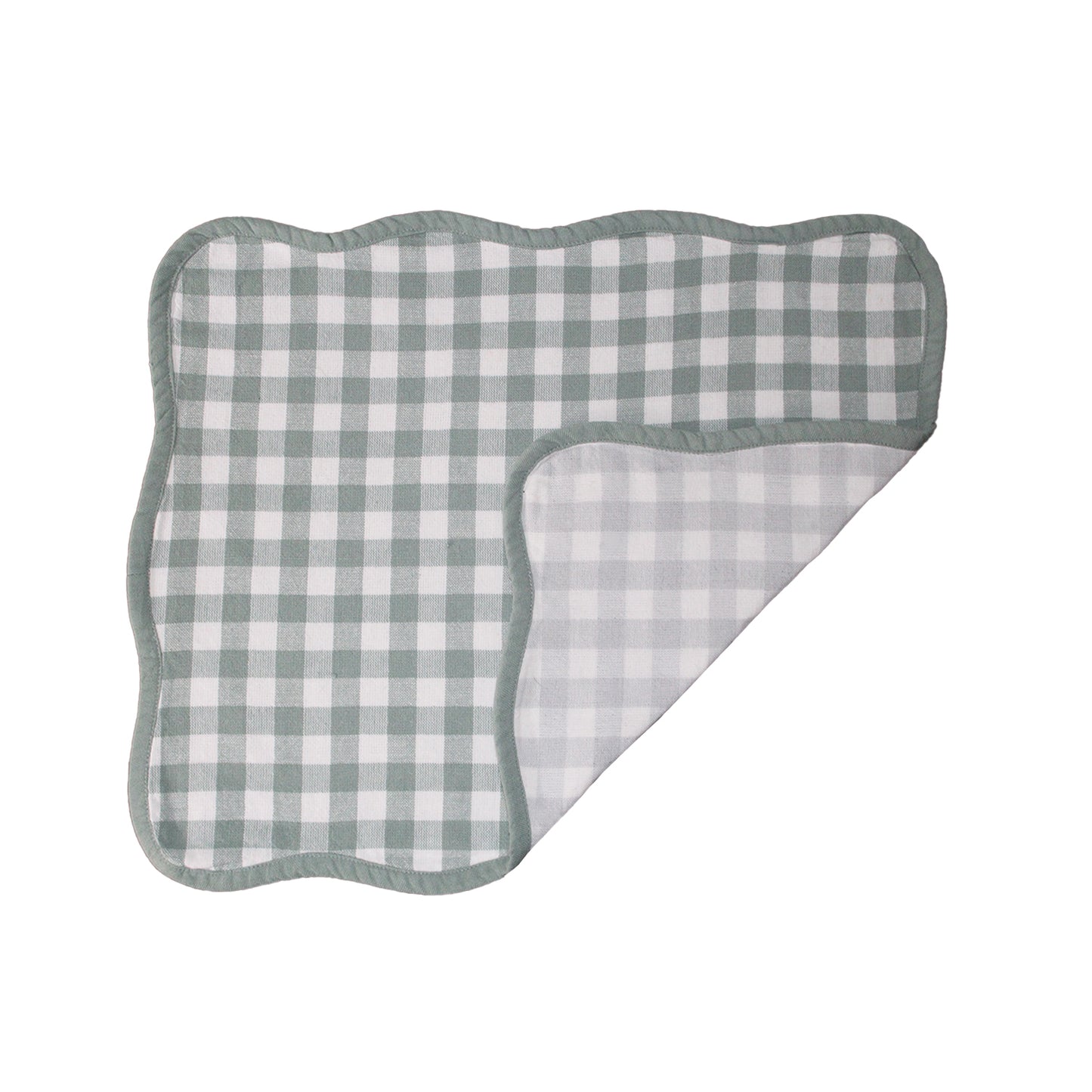 Gray and white checkered baby diaper on a white background