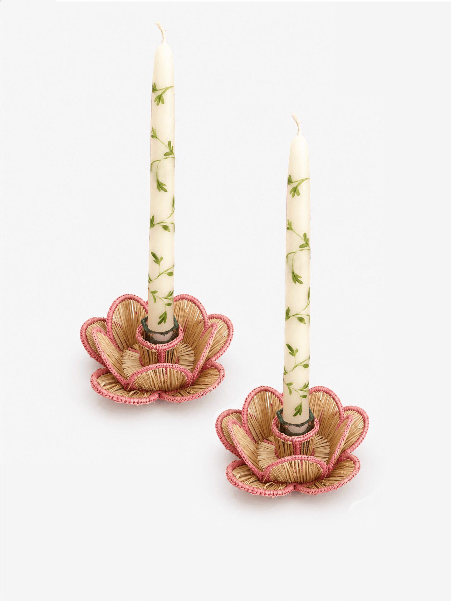 Hand - Painted Tapered Candles in Green - Casa Stilo