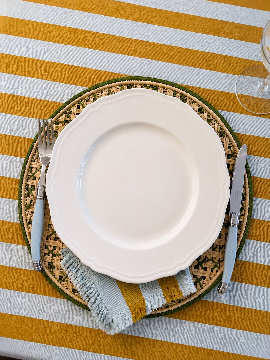 Lido Stripe Tablecloth in Sole - Casa Stilo