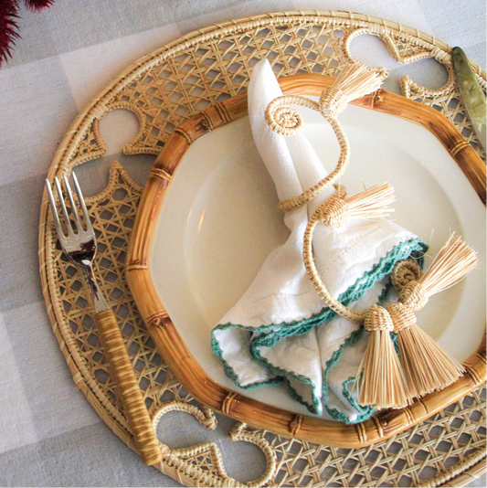 Olive motif charger styled on Italian-inspired table