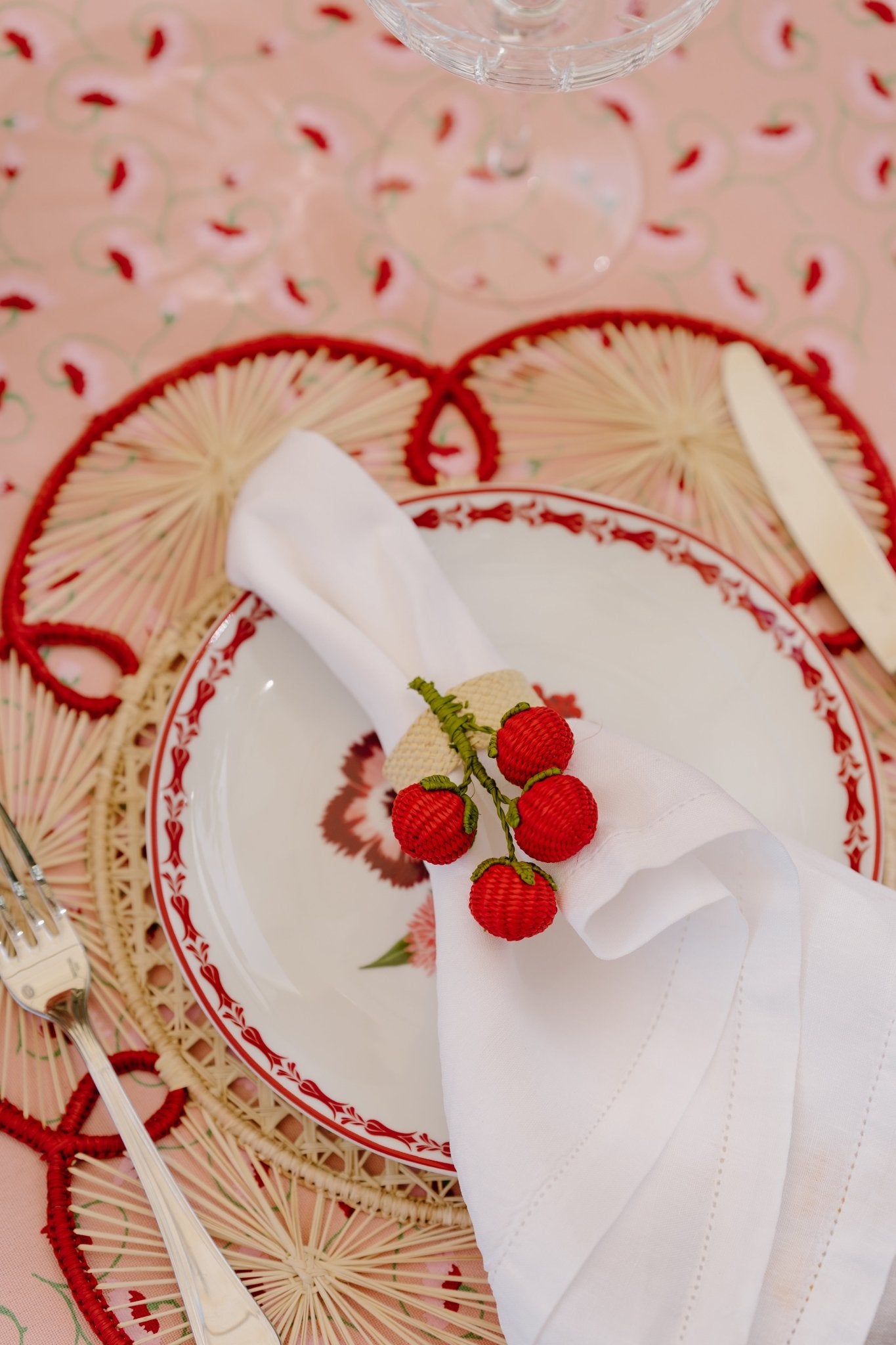 Set of 4 Handwoven Pomodori Napkin Rings - Casa Stilo