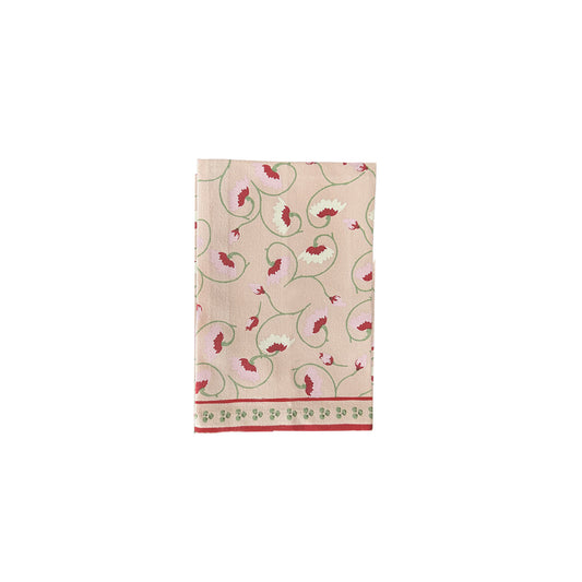 La Leccia Floral hand screen printed napkin in light pink 
