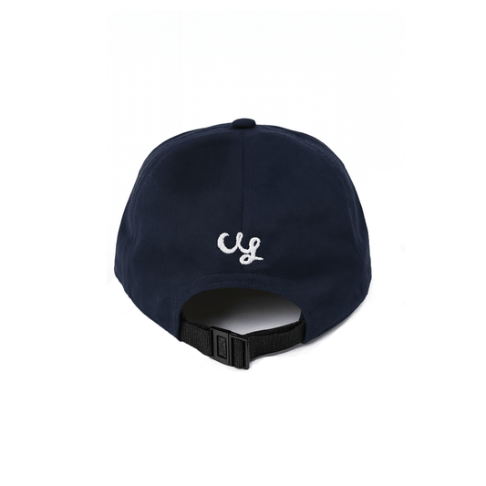 Cotton twill navy cap with embroidered Italian “Ciao” motif