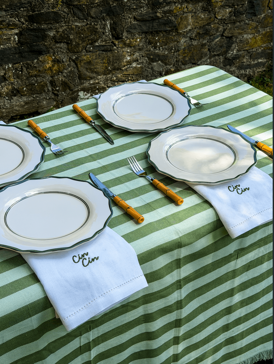 Cin Cin Dinner Napkins Set of 4 in Green - Casa Stilo