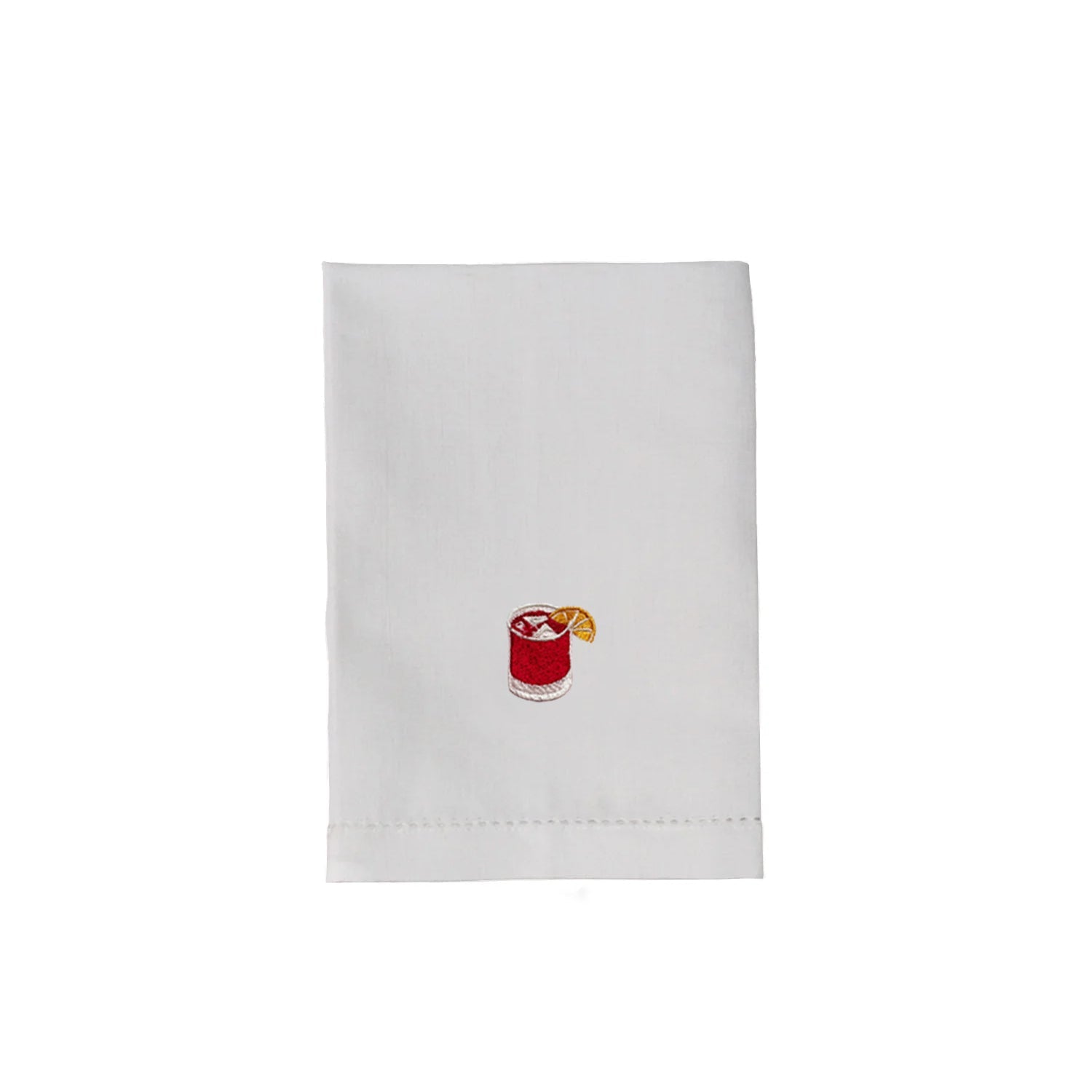 Negroni embroidered linen dinner napkin with hemstitch border