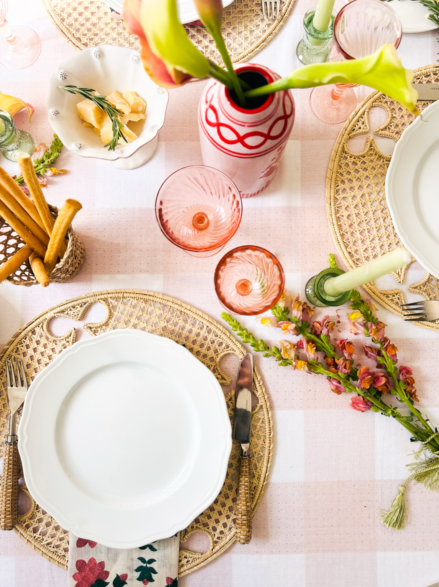 Giardino Reversible Tablecloth in Rosso/Rosa - Casa Stilo