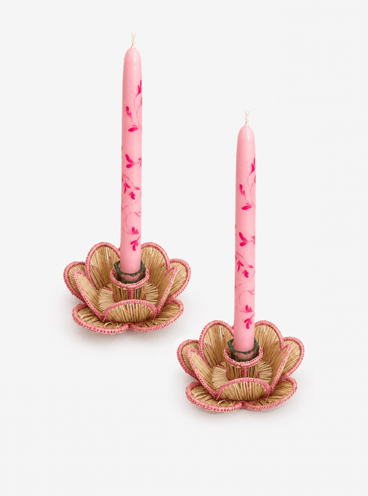 Hand - Painted Taper Candles in Pink - Casa Stilo