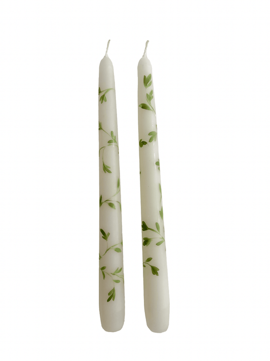 Hand - Painted Tapered Candles in Green - Casa Stilo