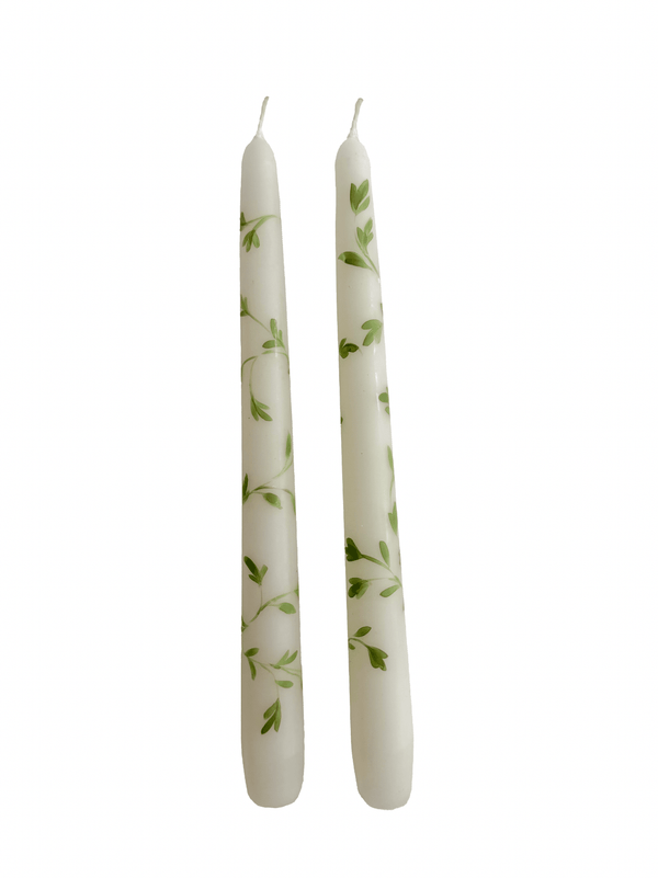 Hand - Painted Tapered Candles in Green - Casa Stilo