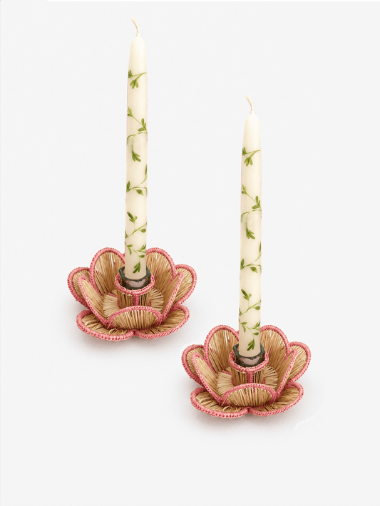 Hand - Painted Tapered Candles in Green - Casa Stilo