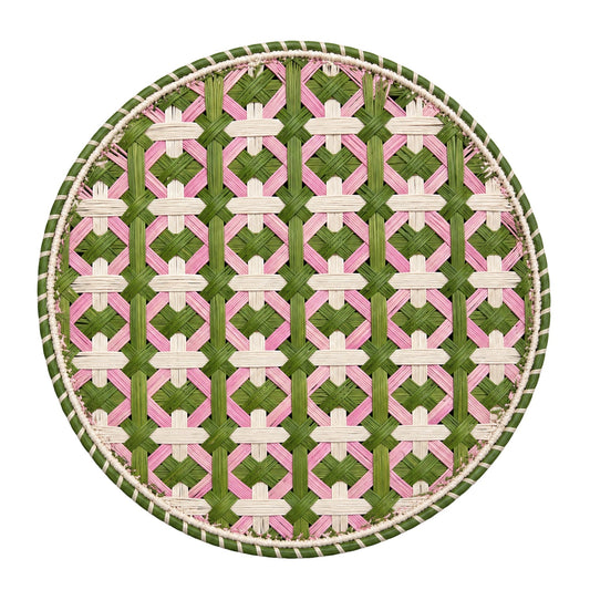 Lido Rosa handwoven iraca palm charger by Casa Stilo