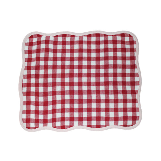 Single reversible gingham placemat in 100% cotton. Perfect for brunch tables, dinner parties, and layered place settings.