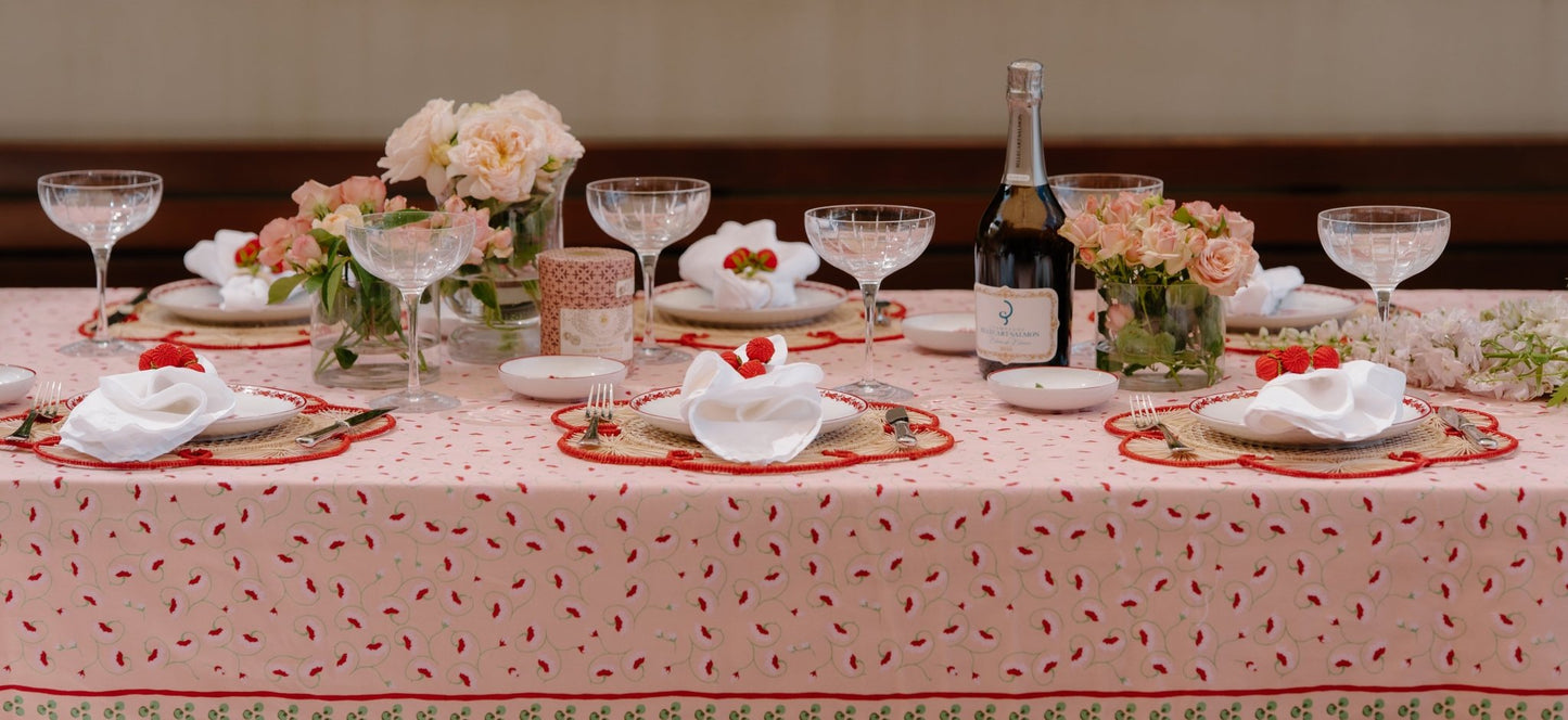 La Leccia Tablecloth in Dark Pink - Casa Stilo