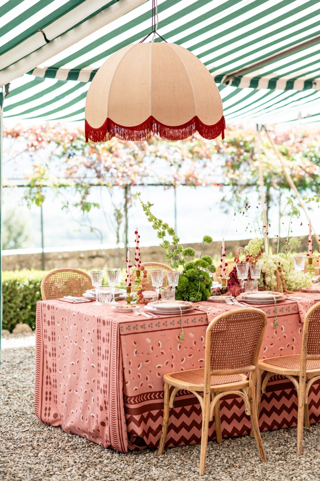 La Leccia Zig - Zag Tablecloth in Dark Pink - Casa Stilo