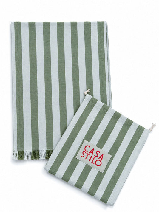 Lido Stripe Table Runner in Oliva - Casa Stilo
