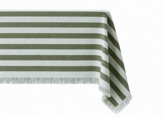 Lido Stripe Tablecloth in Oliva - Casa Stilo