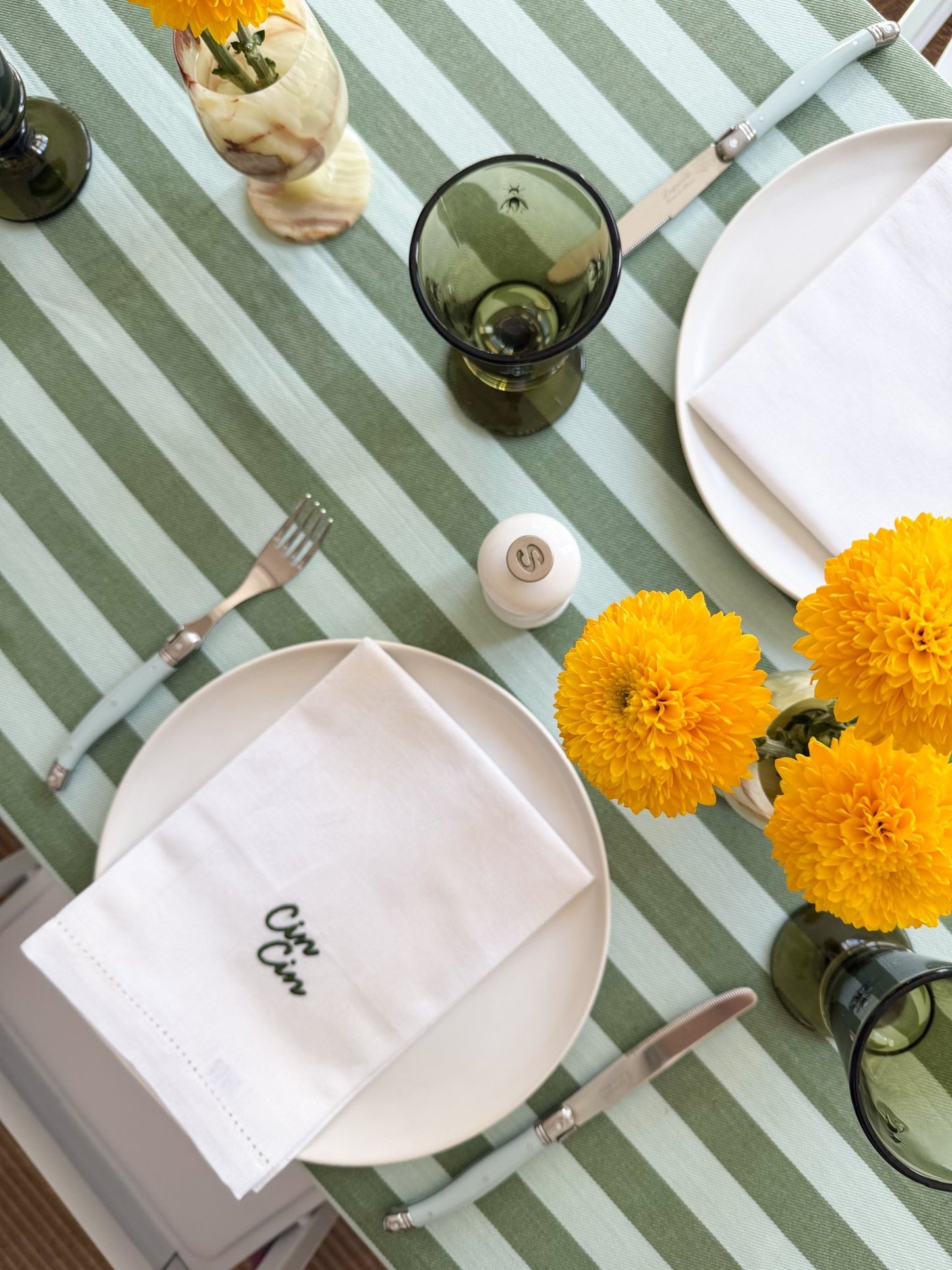 Lido Stripe Tablecloth in Oliva - Casa Stilo