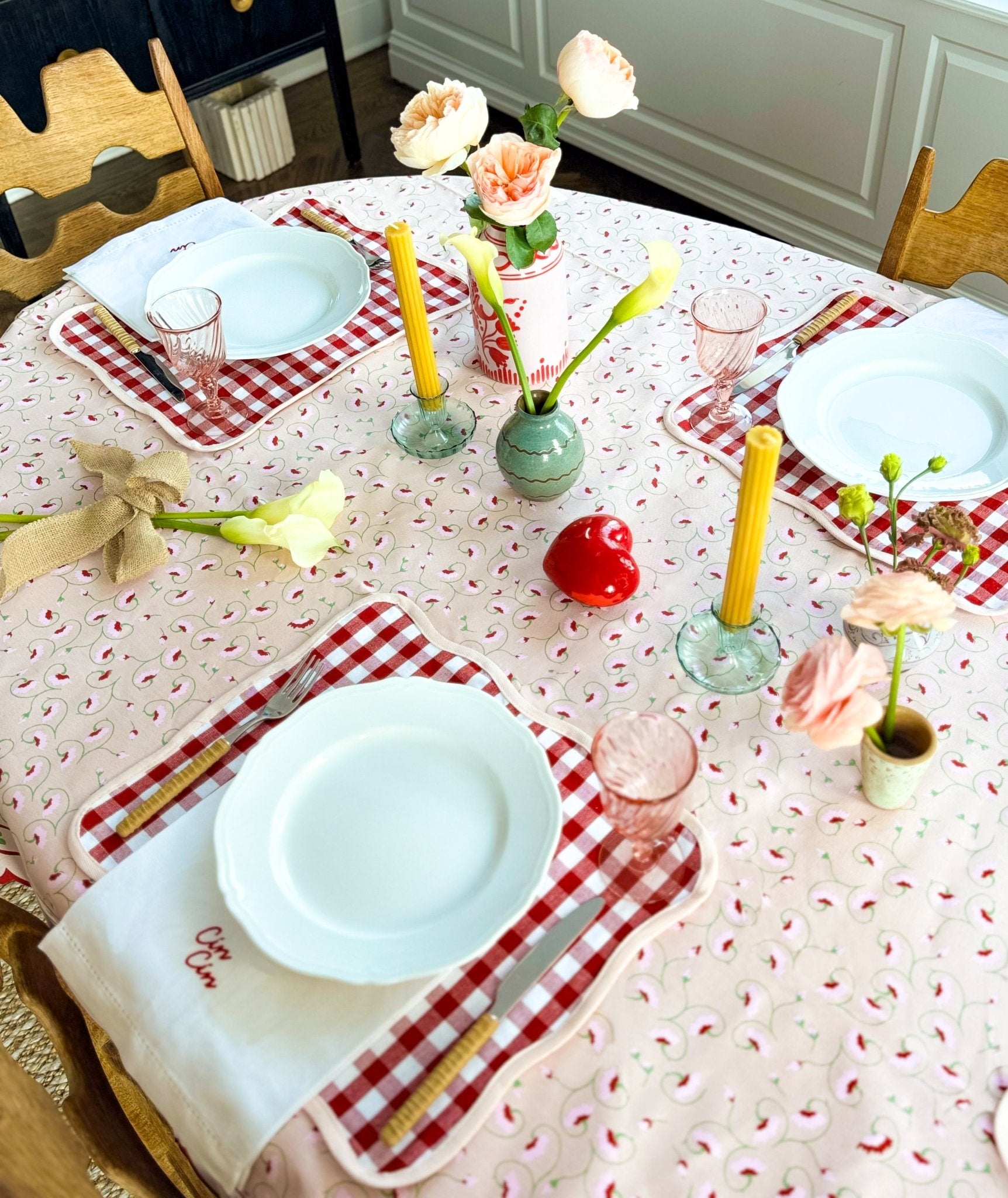 Set of 4 Giardino Reversible Placemats (Rosso/Rosa) - Casa Stilo