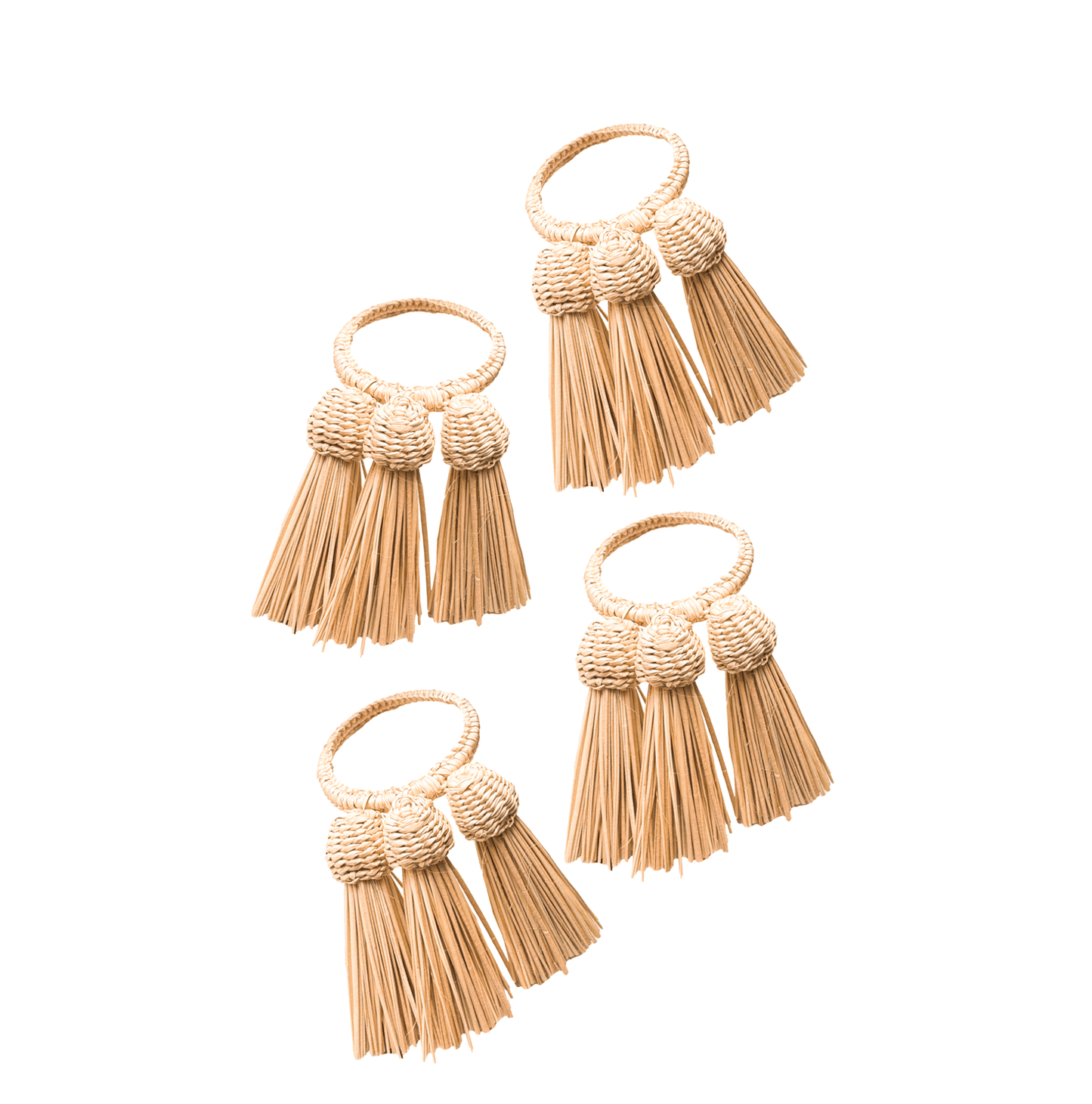 Set of 4 Iraca Tassel Napkin Rings - Casa Stilo