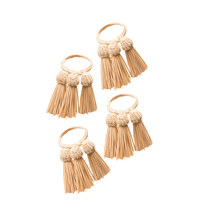 Set of 4 Iraca Tassel Napkin Rings
