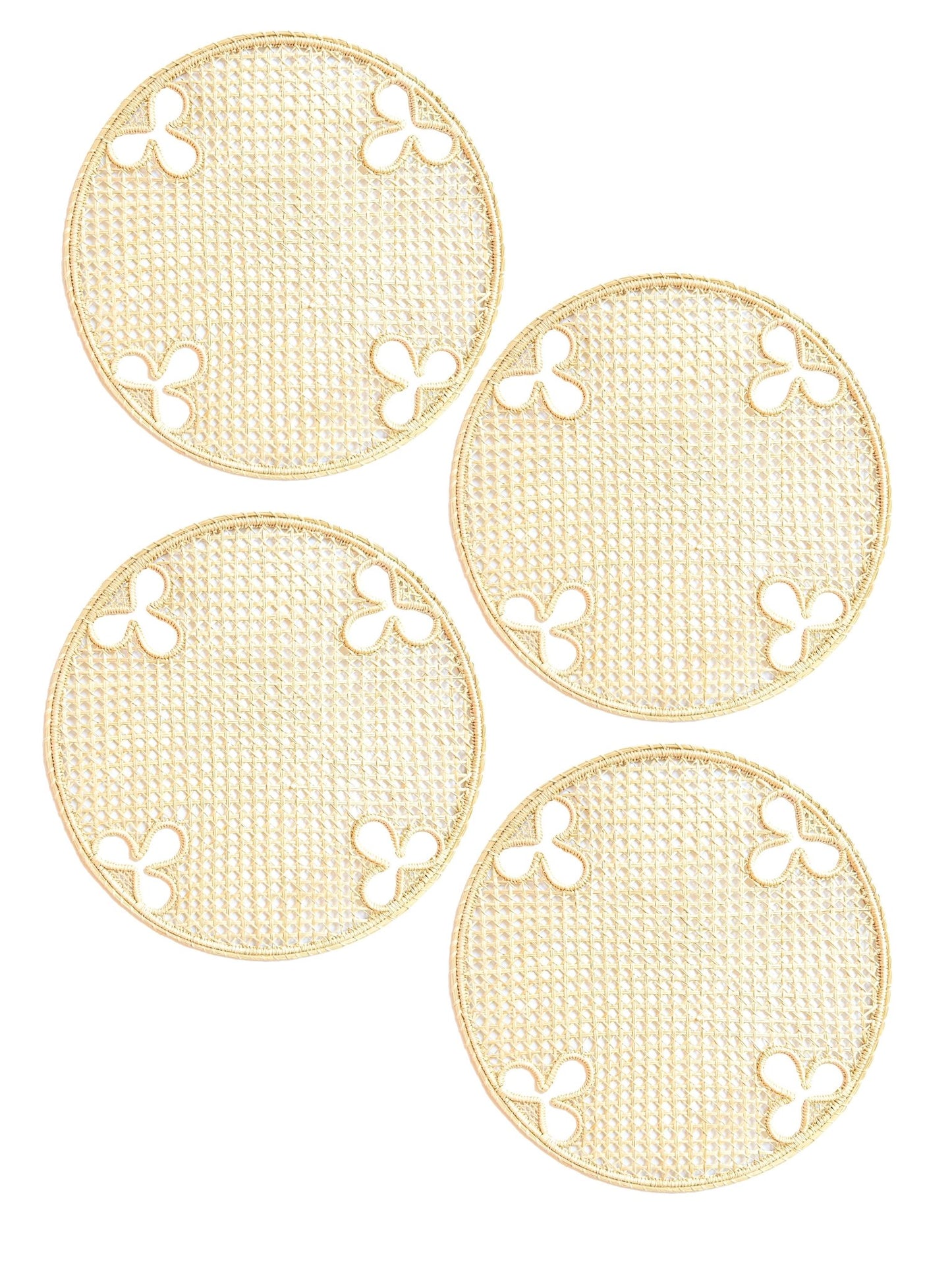 Set of 4 Handwoven Olive Motif Iraca Chargers