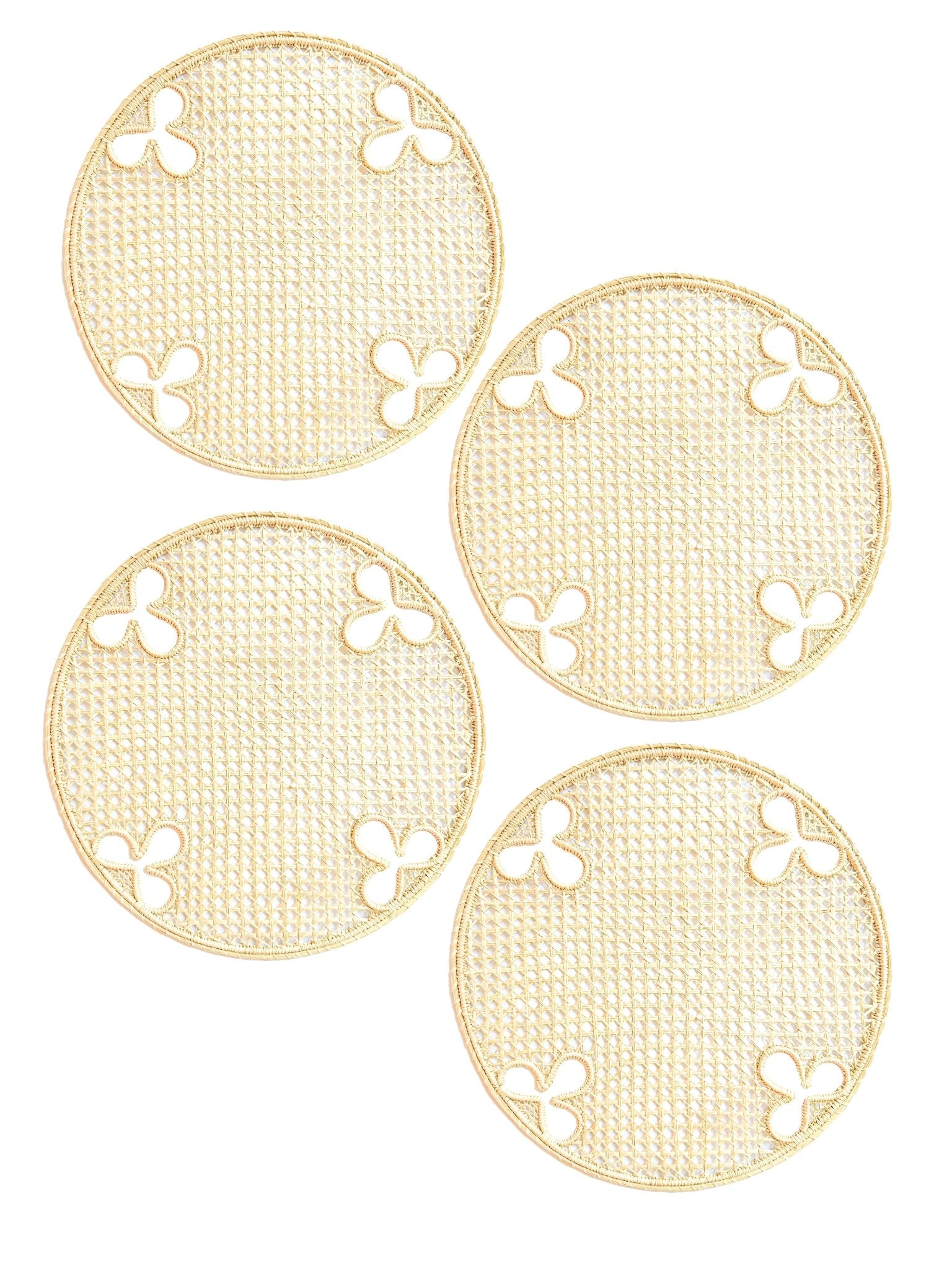 Set of 4 Handwoven Olive Motif Iraca Chargers