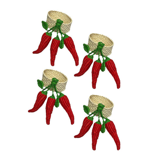 Set of 4 Peperoncini Napkin Rings - Casa Stilo