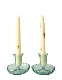 Set of Fluted Candle Holders – Green